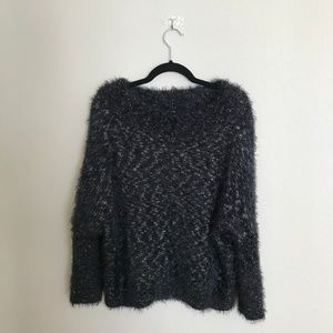 Soft Black Furry Sweater Size Small